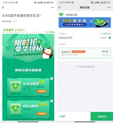 4.8元开豪华绿钻30天