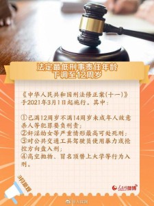 明天起 最低刑责年龄下调至12周岁